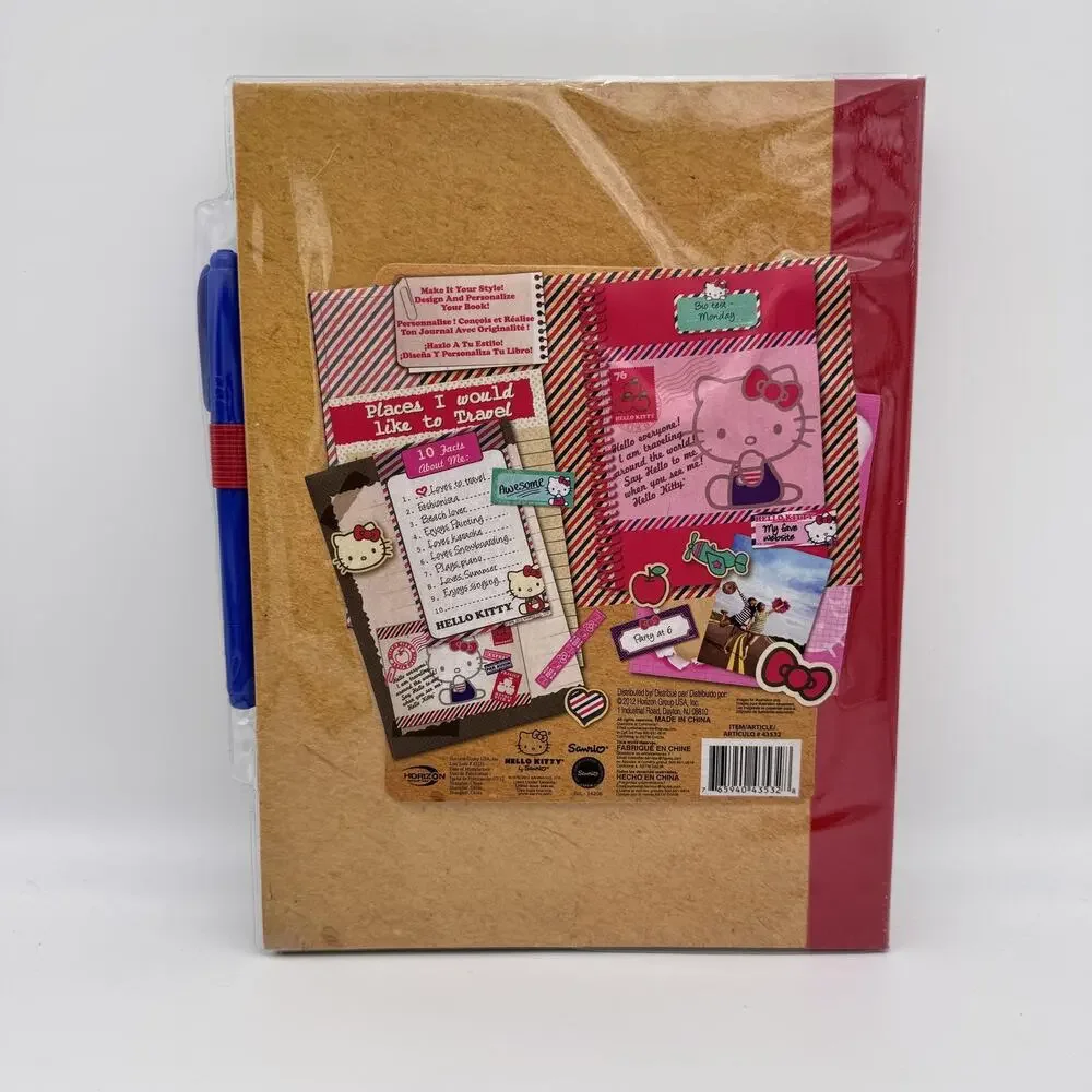 Hello Kitty Journal Notebook Spiral Nautical Travel 40 Sheets Pen Sanrio Y2K